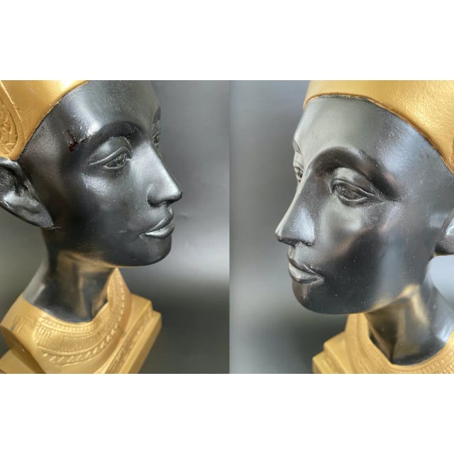 Gold Vintage Large Bust of Queen Nefertiti For Sale - Image 8 of 12