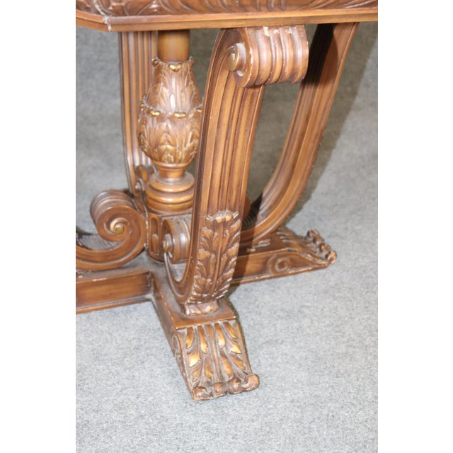 Wood Octagonal Marble Top Carved Georgian Style Center Table For Sale - Image 7 of 11