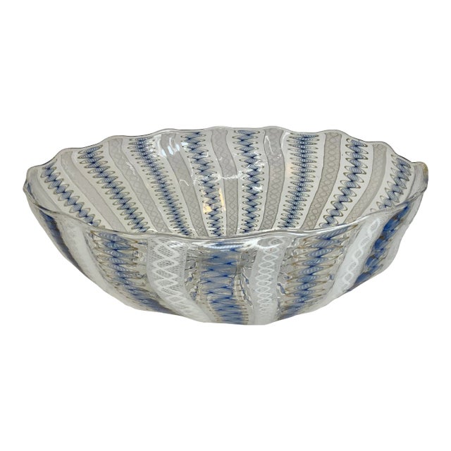 Large Vintage Murano Venetian Glass Central Bowl For Sale