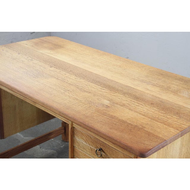 Mid-Century Oak Writing Desk with 6 Drawers and Open Back in the style of Henning Kjærnulf, 1960s For Sale - Image 15 of 18