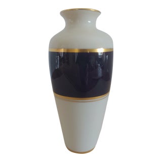 Mid 20th Century Pickard Gold Rimmed Cobalt Vase For Sale