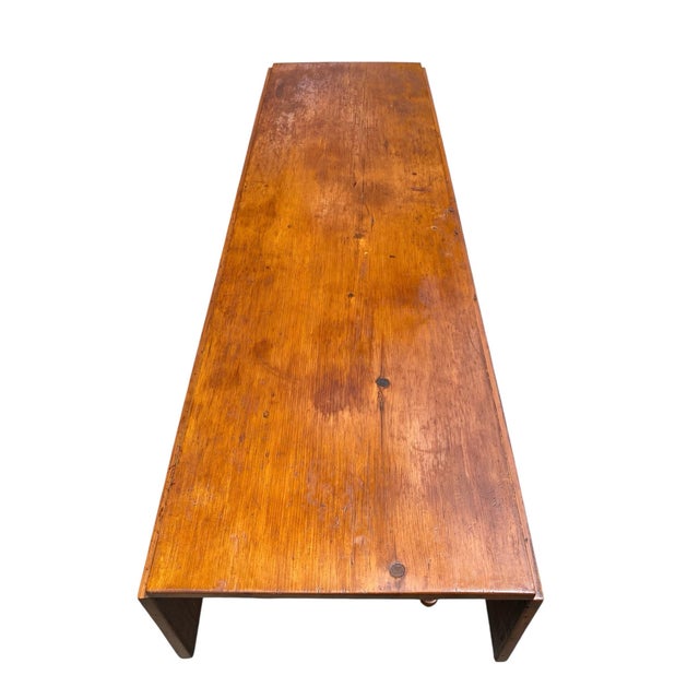 Late 19th Century Antique Pumpkin Pine Drop Leaf Harvest Table / Dining Table Long & Narrow For Sale - Image 5 of 12
