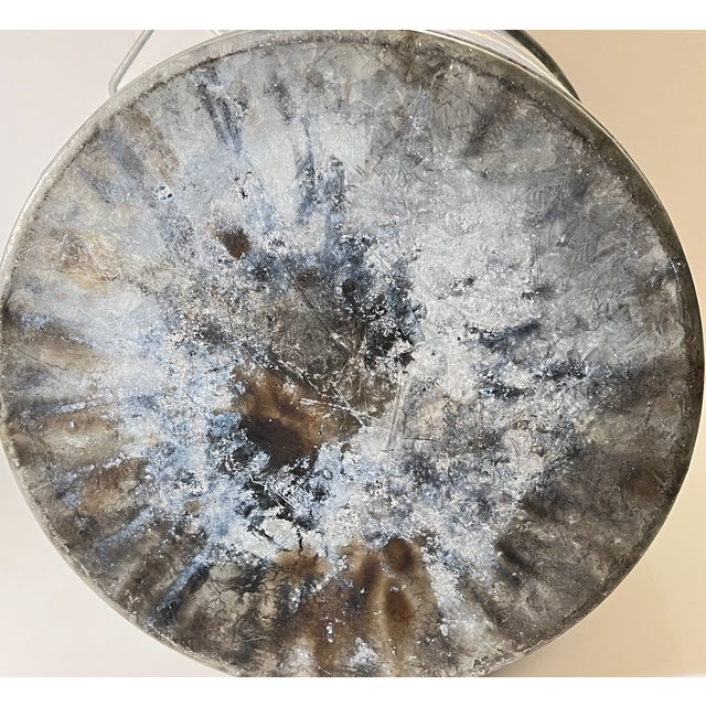 Vintage French Flying Dove Banner Galvanized Zinc Bucket For Sale - Image 9 of 9