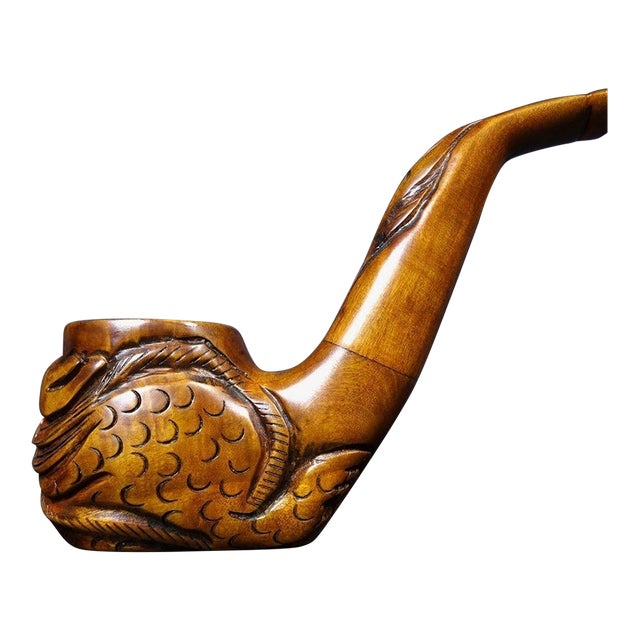 Late 19th Century Carved Rosewood Tobacco Pipe With Dragon Motif, 330g For Sale