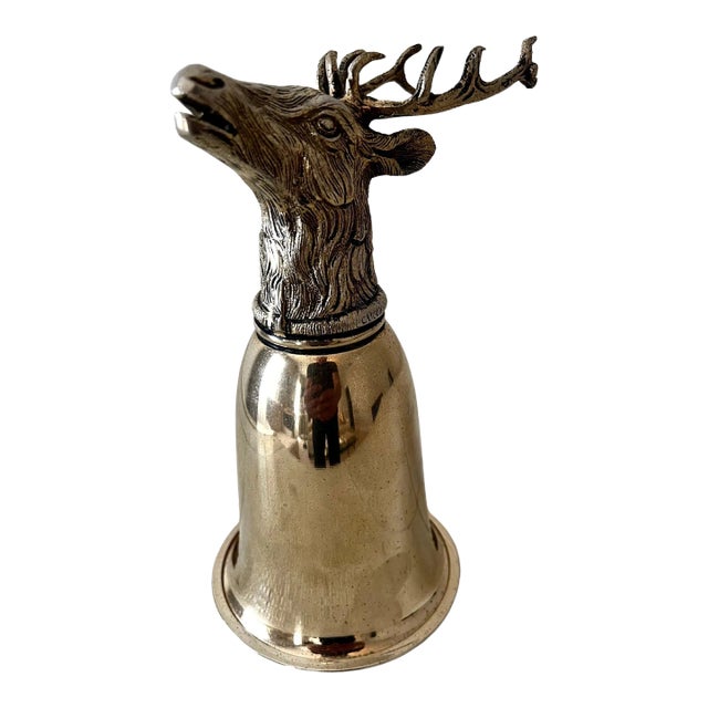 Gucci Italy Silver Plate Stirrup Cup with Elk Head For Sale