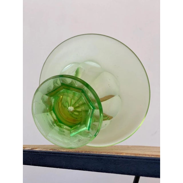 Vintage Vibrant Green Uranium Cut Glass Centerpiece Vase, Circa 1930s For Sale In New York - Image 6 of 9