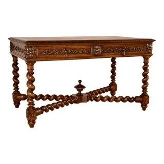 19th Century French Oak Carved Desk For Sale