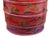 Vintage Chinese Red Golden Scenery Graphic Round Wood Stack Basket Table For Sale - Image 9 of 12