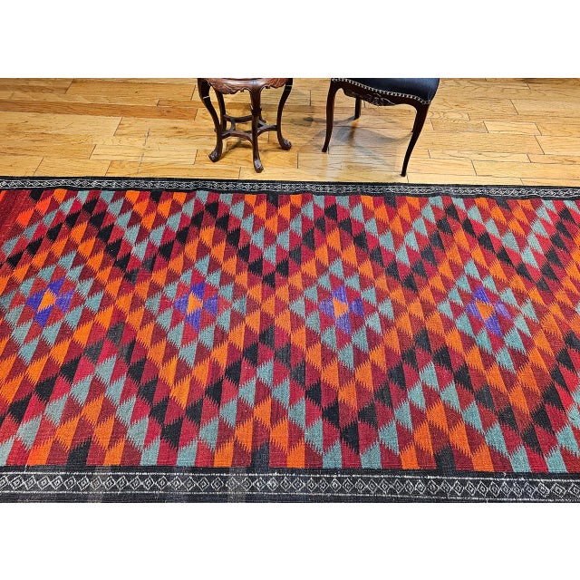 Vintage Moroccan Tribal Kilim Runner, Handwoven Wool, Geometric Pattern, 5x13 For Sale - Image 18 of 18