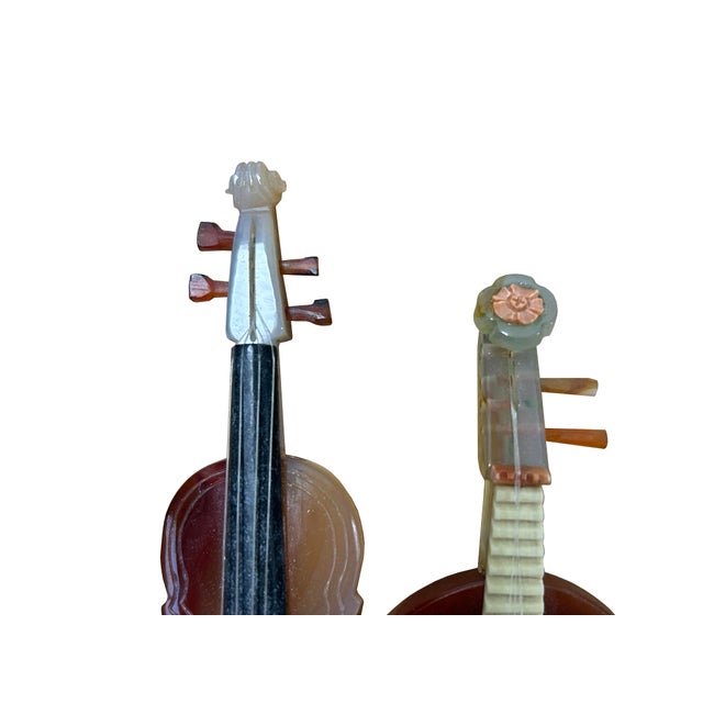 Set of 4 Color Stone Instruments Miniature Display Art Figures For Sale - Image 12 of 17