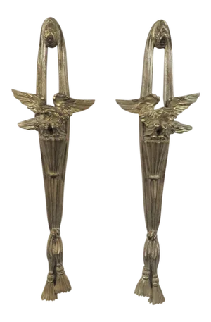 Italian Silver Gilt Carved Eagle Sconces- a Pair