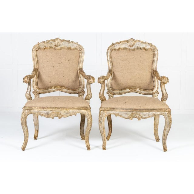 Beige Large 18th Century Italian Silver Gilt Armchairs, Set of 2 For Sale - Image 8 of 8