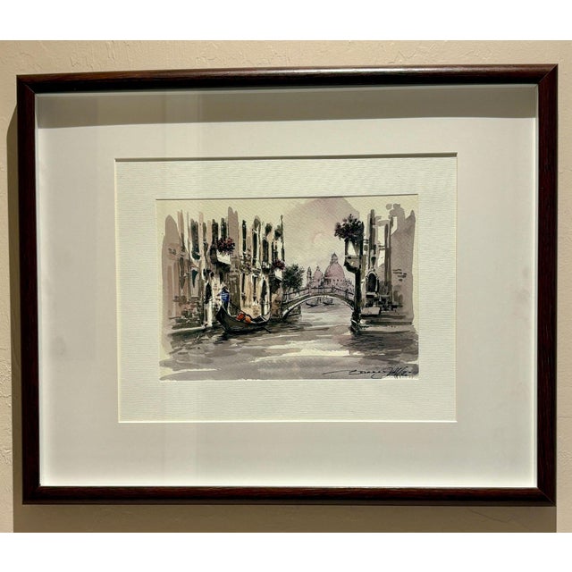 2010s Watercolor Painting of Venice and Gondola For Sale - Image 5 of 5