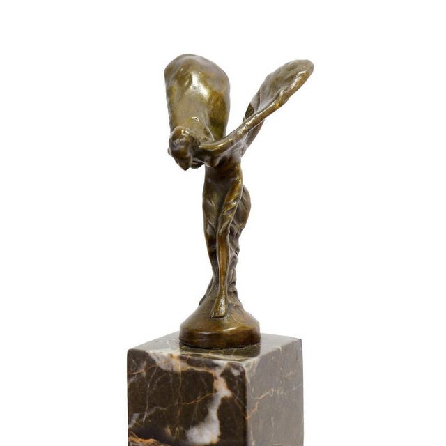 Art Deco Style Spirit of Ecstasy Sculpture, Golden Bronze For Sale - Image 6 of 9