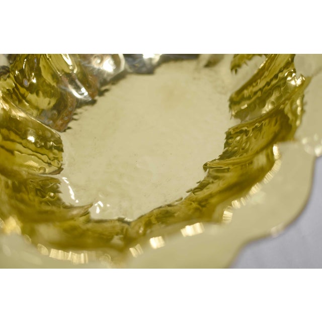 Mid Century Hammered Brass Scalloped Brass Footed Bowl Cachepot For Sale In Chicago - Image 6 of 13