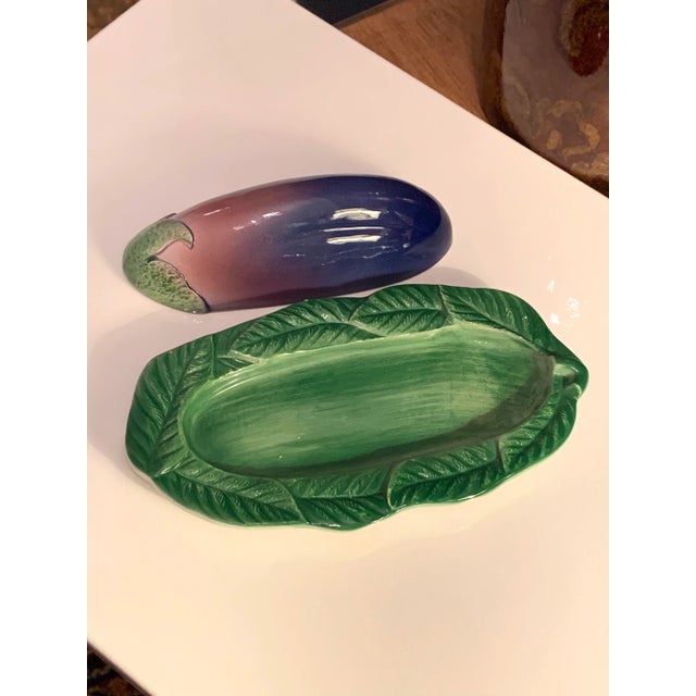 Vintage Italian Porcelain Eggplant Butter Dish For Sale - Image 4 of 6