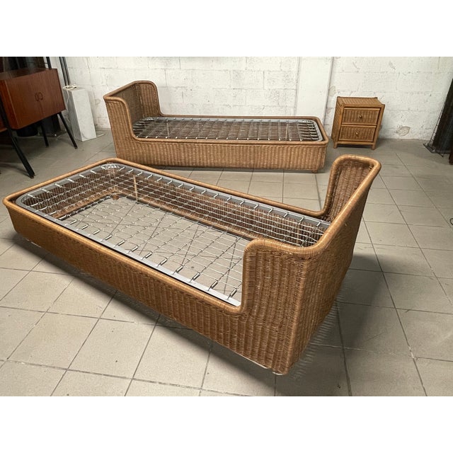 Single Beds with Rattan Bedside Table, 1980s, Set of 3 For Sale - Image 14 of 18