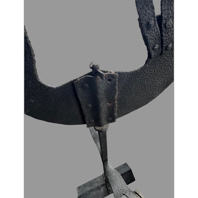 Metal Early 20th Century Primitive Wrought Iron Country Folk Art Figural Rooster Weathervane For Sale - Image 7 of 12