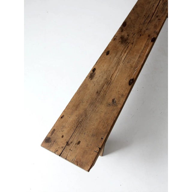 Antique Primitive Bench 7ft For Sale - Image 10 of 13