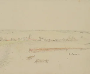 H. Christiansen, View of Saint-Clüment Meurthe-E-Moselle, 1919, Pencil