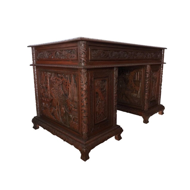 Ornate Chinese Rosewood Desk Chairish