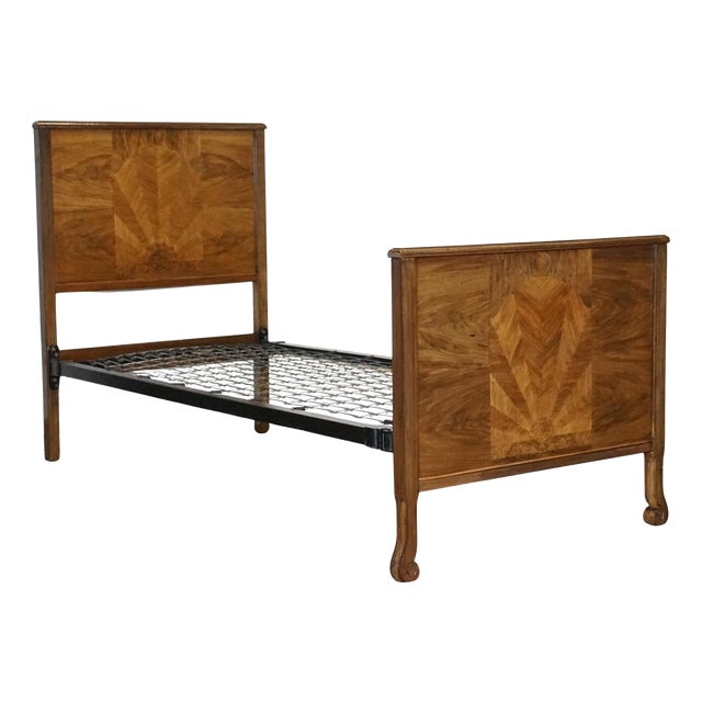 Art Deco Burr Walnut Single Bed For Sale