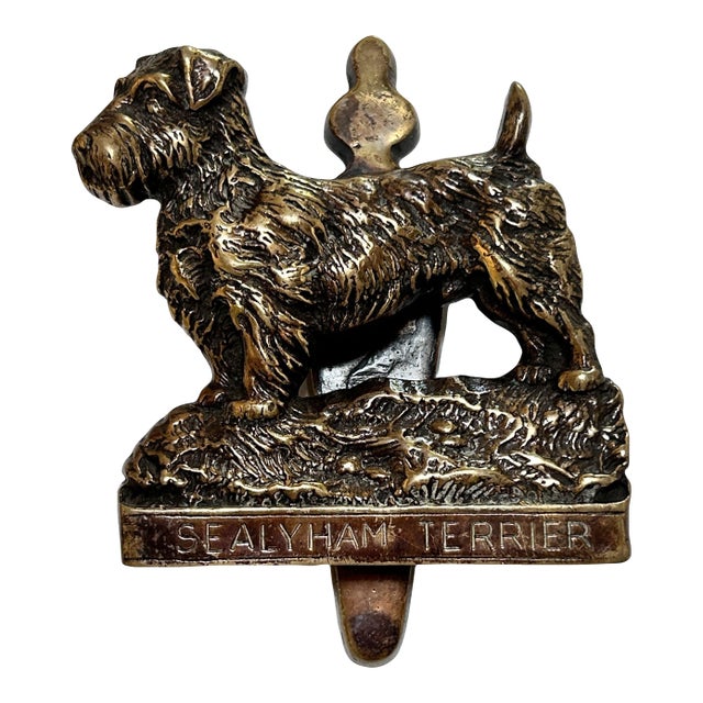 Vintage Sealyham Terrier Brass Door Knocker For Sale