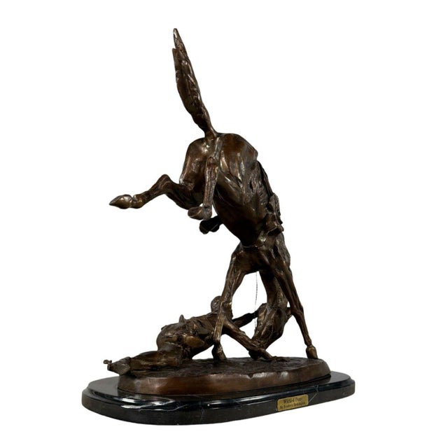 Bronze "Wicked Pony" Signed Bronze Sculpture After Frederic Remington - 19" H For Sale - Image 8 of 9