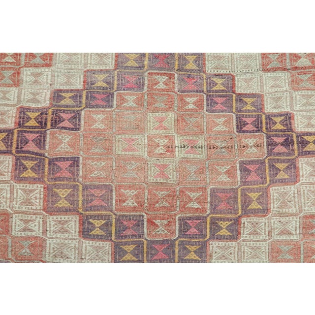 Mid 20th Century Sardes Nomads Embroidery Kilim Rug For Sale - Image 12 of 13