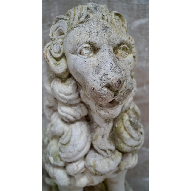 Proud Stone Cast French Sitting Lions, Set of 2 For Sale - Image 6 of 18