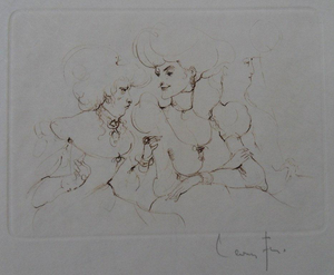Léonor Fini, Les comploteuses au théâtre, Etching