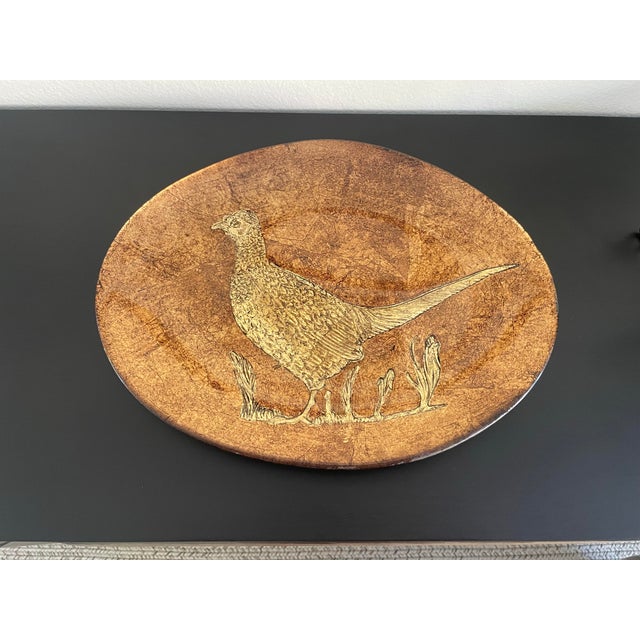 Vintage Bronze Gold Glass Pheasant Platter, Italy For Sale - Image 10 of 10