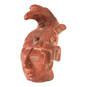 Vintage Terracotta Sculpture Replica of the Head of Kʼinich Janaabʼ Pakal I
