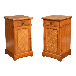 Oak Bedside Cabinets, 1890s, Set of 2 For Sale