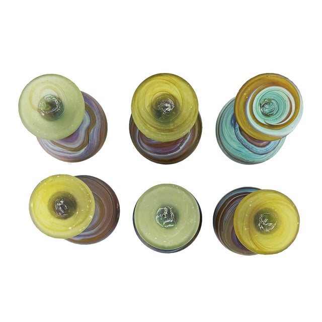 Vintage Hebron Phoenician Handblown Glass Wine Goblets - Set of Six For Sale In Oklahoma City - Image 6 of 7