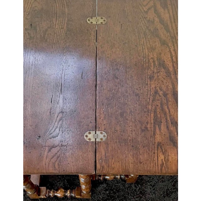 1980s English Oak Flip Top Gateleg End Table For Sale - Image 4 of 10