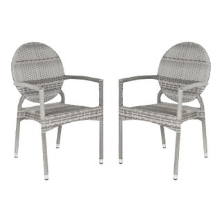 Indoor-Outdoor Stacking Armchair in Grey - a Pair For Sale
