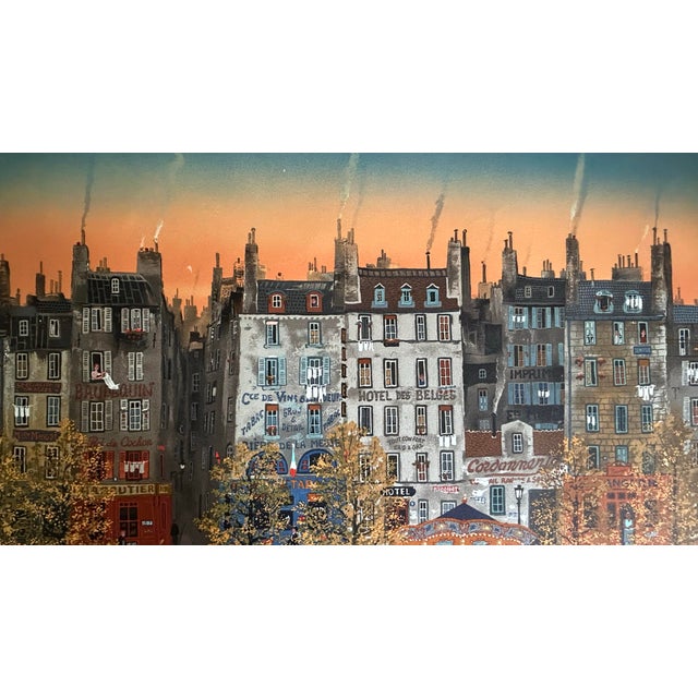 French Country Vintage Paris Street Scene Offset Lithograph After Michel Delacroix For Sale - Image 3 of 12