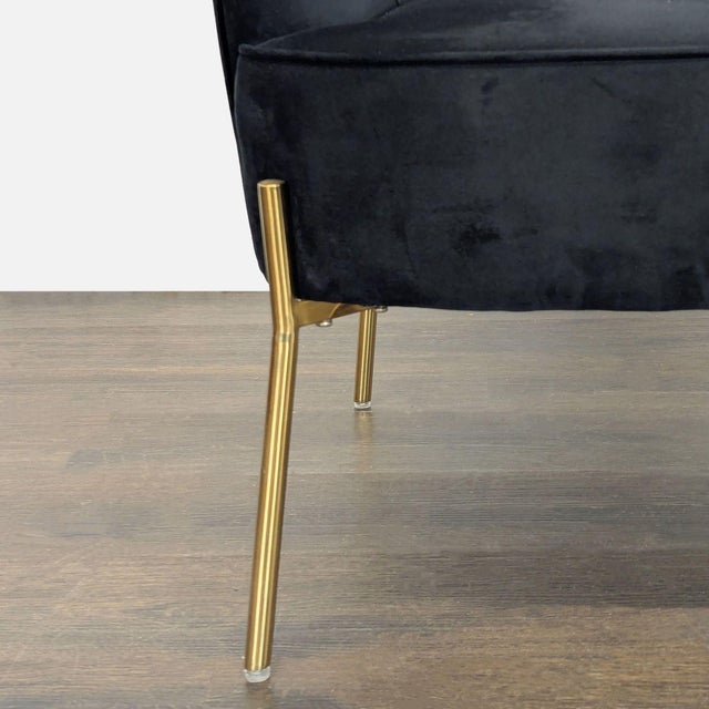New Pacific Direct Arianna Black Velvet & Gold Accent Chair For Sale In San Francisco - Image 6 of 10