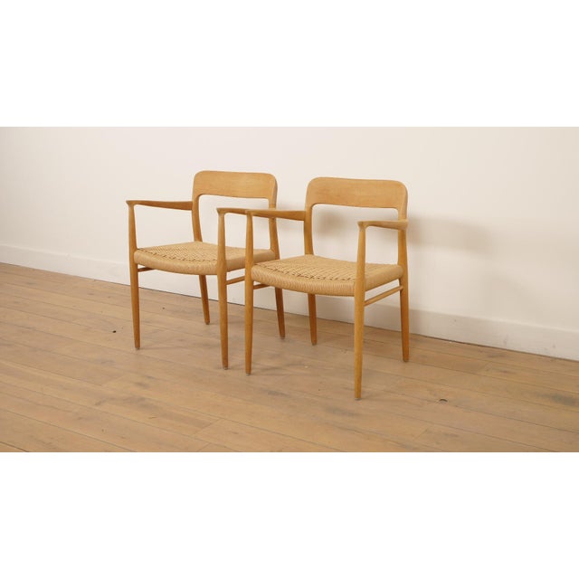 Mid-Century Modern Model 56 Dining Chairs in Oak by Niels Otto (N. O.) Møller for J.L. Møllers, Set of 2 For Sale - Image 3 of 12