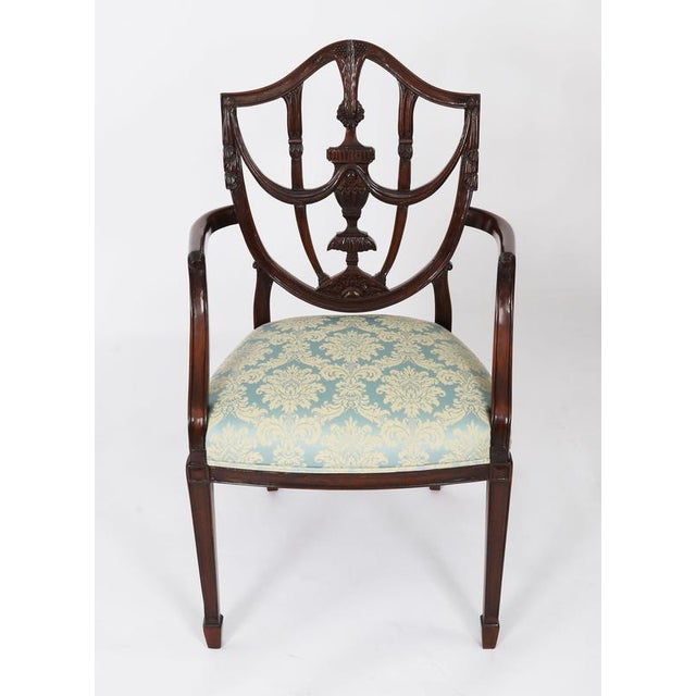 Antique Federal Revival Shield Back Armchairs, 1920s, Set of 2 For Sale - Image 4 of 14