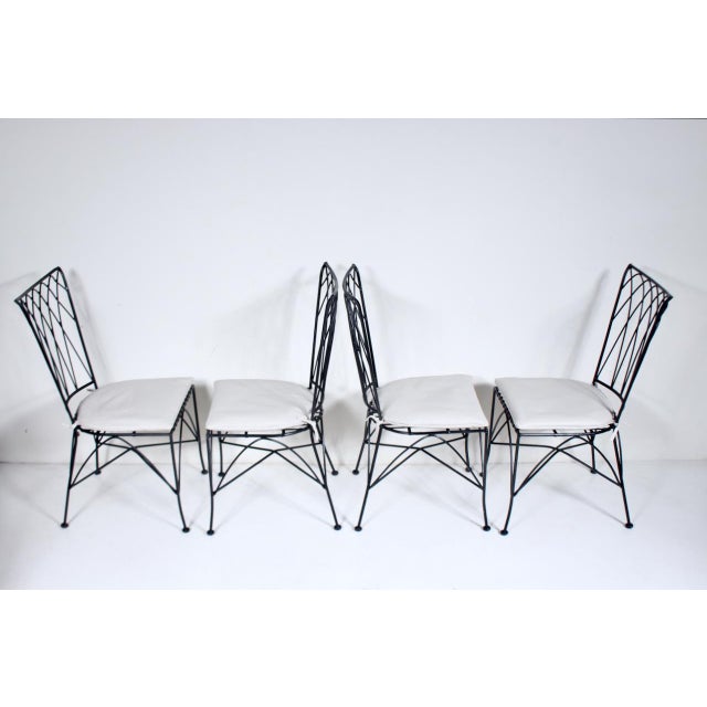 1980s Set of 4 Black Iron Dining Side Chairs, C. 1980 For Sale - Image 5 of 18