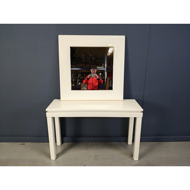 Vintage Lacquer Console with Mirror from Jean Claude Mahey, France, 1980s, Set of 2 For Sale - Image 10 of 11