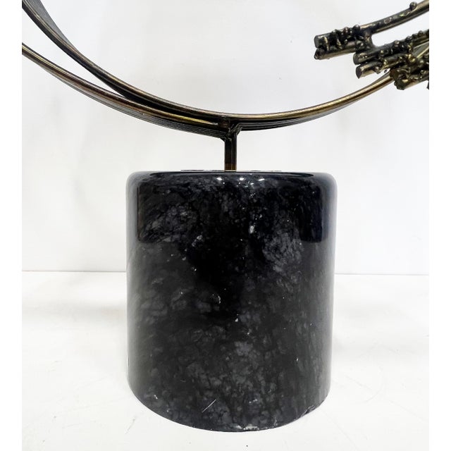 Late 20th Century Curtis Jere "Windswept" Brutalist Abstract Sculpture, Brass and Marble For Sale - Image 5 of 9