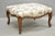 Vintage French Country Louis XV Carved Walnut Pink Floral Footstool Ottoman For Sale - Image 10 of 10