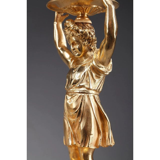 Restauration Gilt Bronze Candlesticks, Set of 2 For Sale - Image 14 of 16