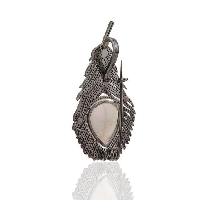Handcrafted Peacock Plume Brooch Pendant in Sterling Silver For Sale - Image 4 of 12