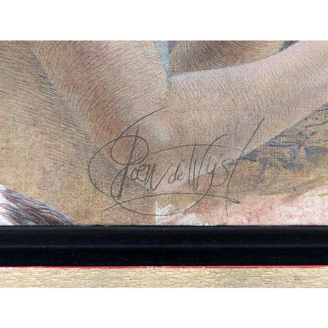 Poen de Wijs "Tripelconcert" Realist Painting of Two Women with a Flute & Saddlebill Stork, 1998 For Sale - Image 10 of 11