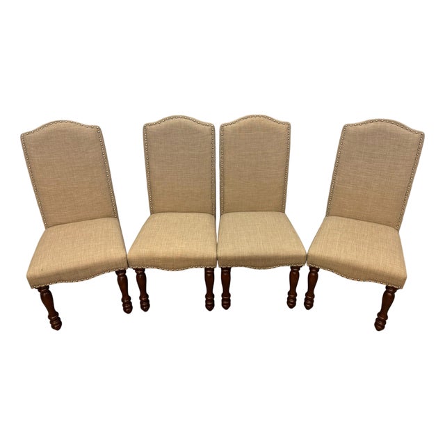 Vintage Traditional Farmhouse Style Upholstered Dining Chairs - Set of 4 For Sale