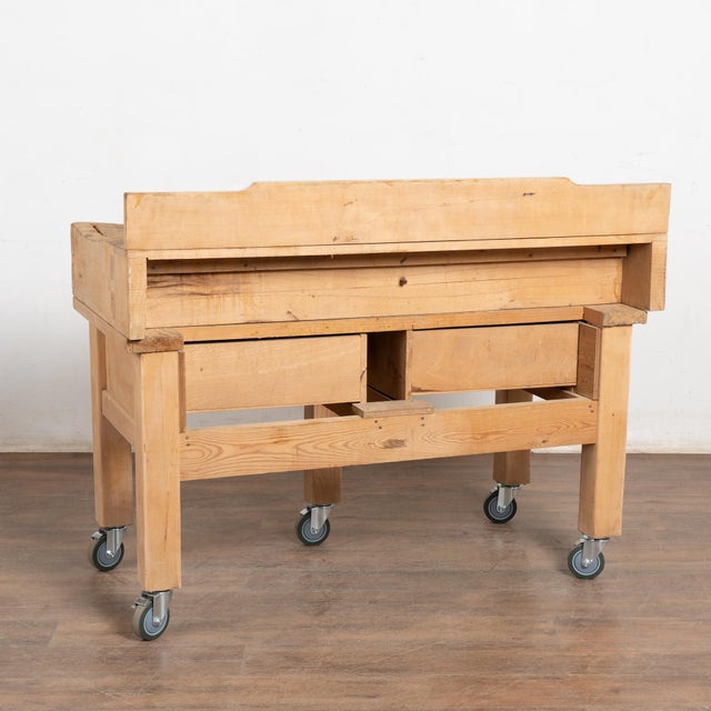 20th Century French Butcher Block Table on Casters For Sale - Image 15 of 15